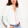 T-shirts & Tops | Oberteile | Boden Bestickte Bluse mit Rüschenausschnitt-Weiß/Bunt, Blumenstickerei Weiß/Bunt,Blumenstickerei