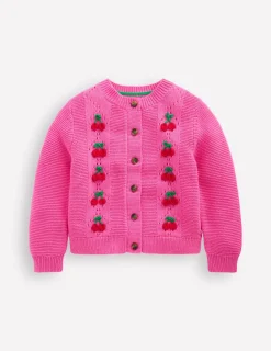 Pullover & Strickjacken | Boden Bestickte Pointelle-Strickjacke-Rosenblütenrosa Kirschen RosenblütenrosaKirschen