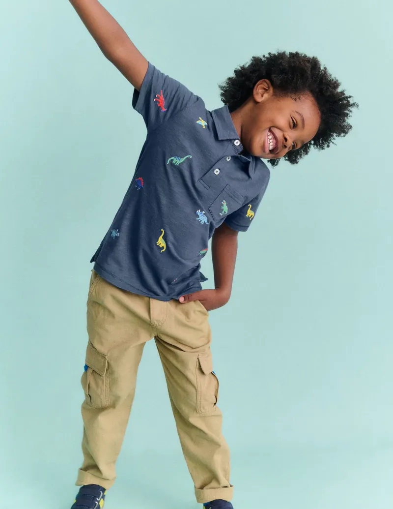 Oberteile & T-shirts | Boden Besticktes Flammgarn-Polohemd-Bunt, Dinosaurier Bunt,Dinosaurier