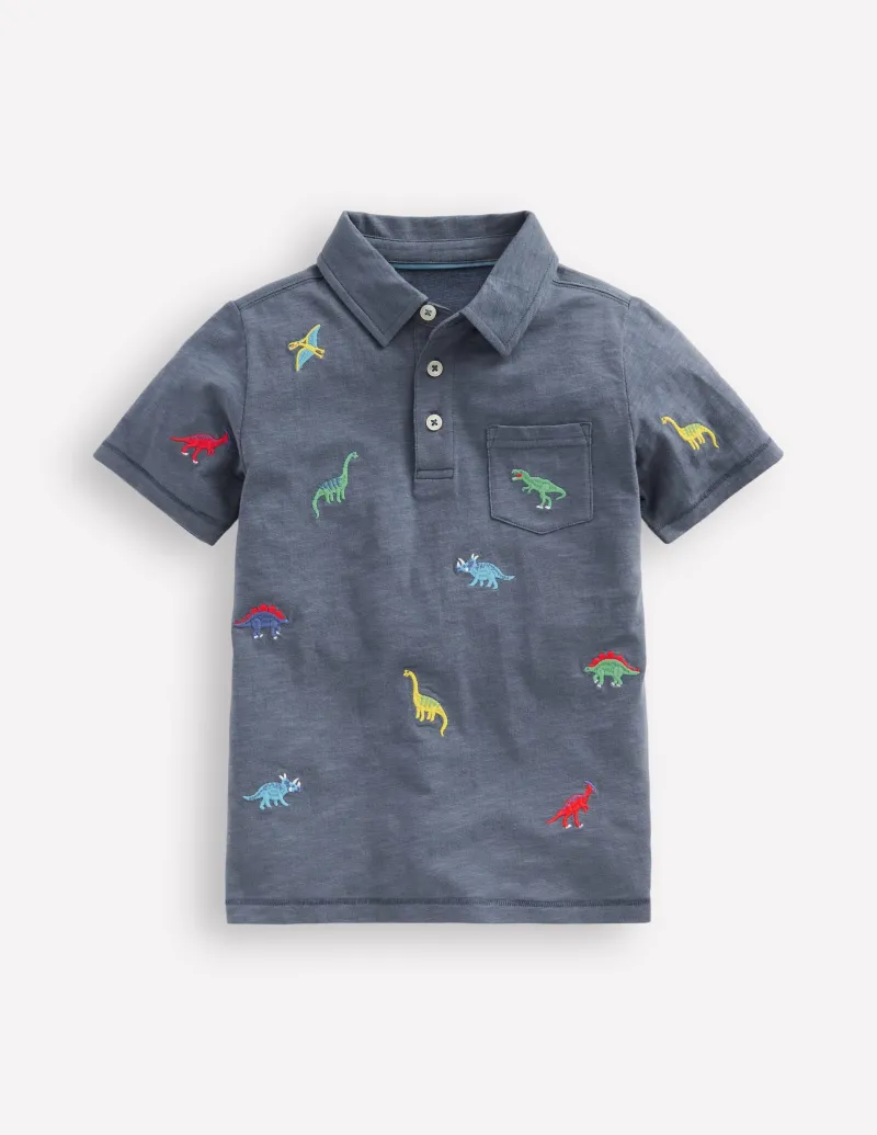 Oberteile & T-shirts | Boden Besticktes Flammgarn-Polohemd-Bunt, Dinosaurier Bunt,Dinosaurier