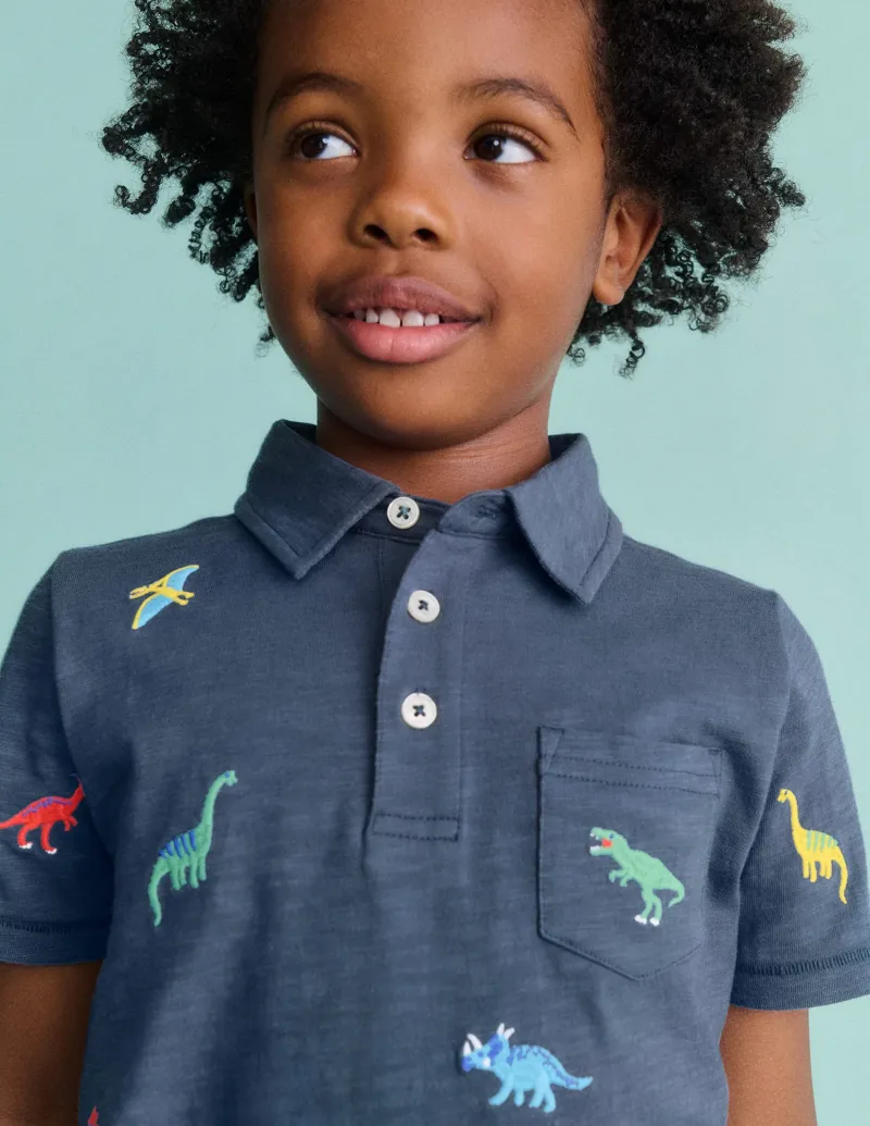Oberteile & T-shirts | Boden Besticktes Flammgarn-Polohemd-Bunt, Dinosaurier Bunt,Dinosaurier