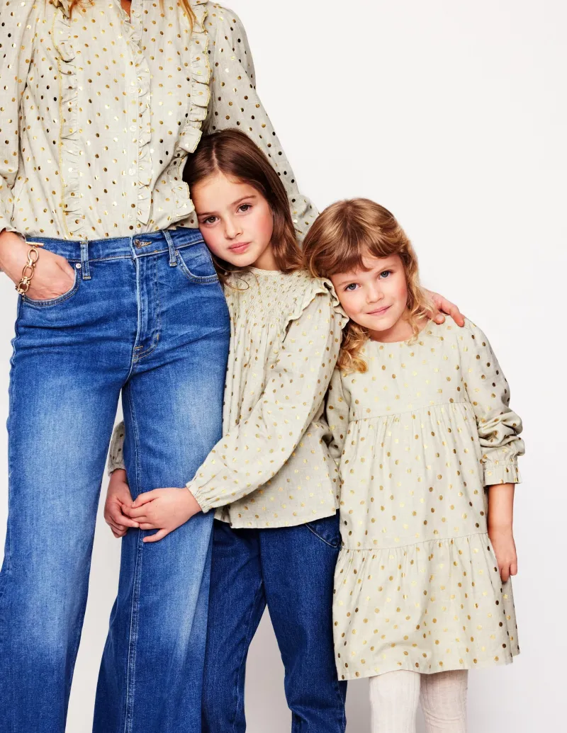 Kleider | Boden Betsy Stufenkleid zum Herumwirbeln-Hafer/Gold Punkte Hafer/GoldPunkte