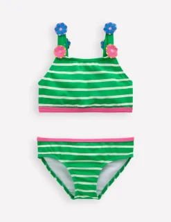 Bademode | Boden Bikini mit Trägerapplikationen-Blassgrün Streifen Herzen BlassgrünStreifenHerzen