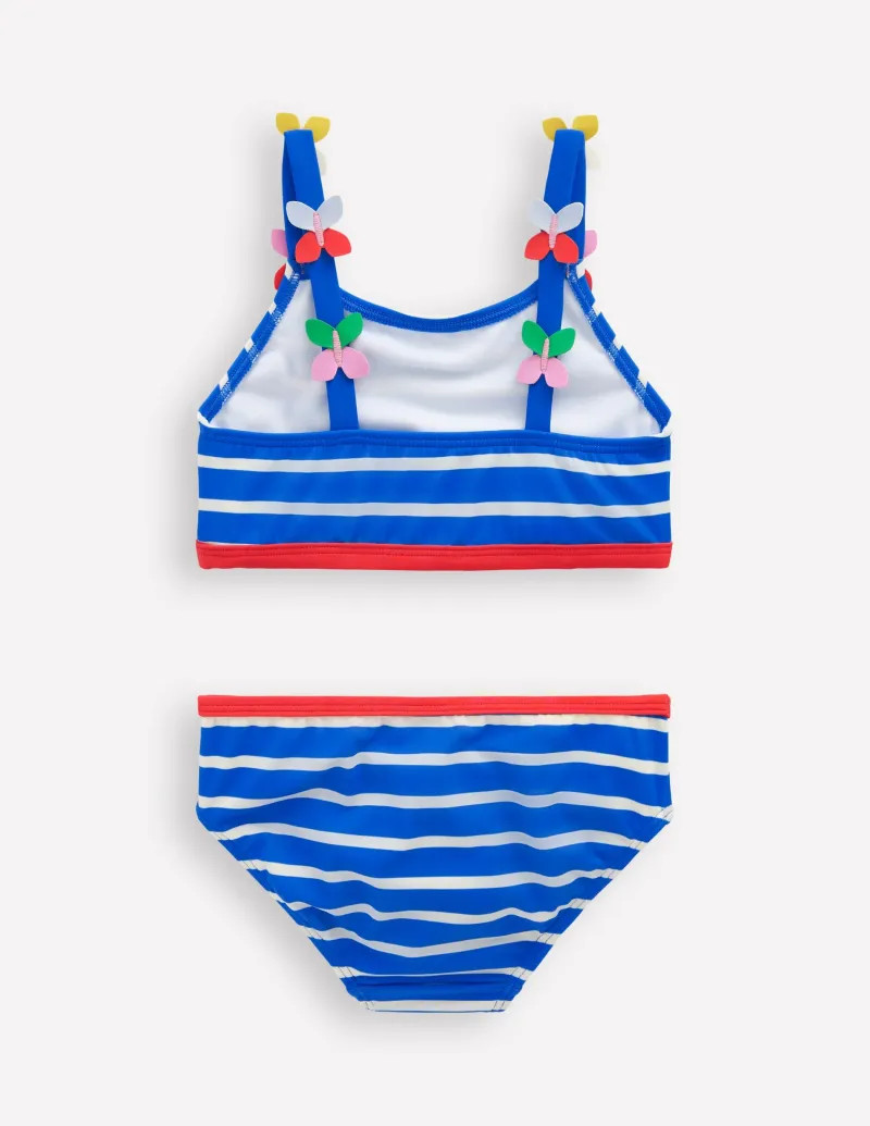 Bademode | Boden Bikini mit Trägerapplikationen-Galerieblau Streifen Schmetterling GalerieblauStreifenSchmetterling