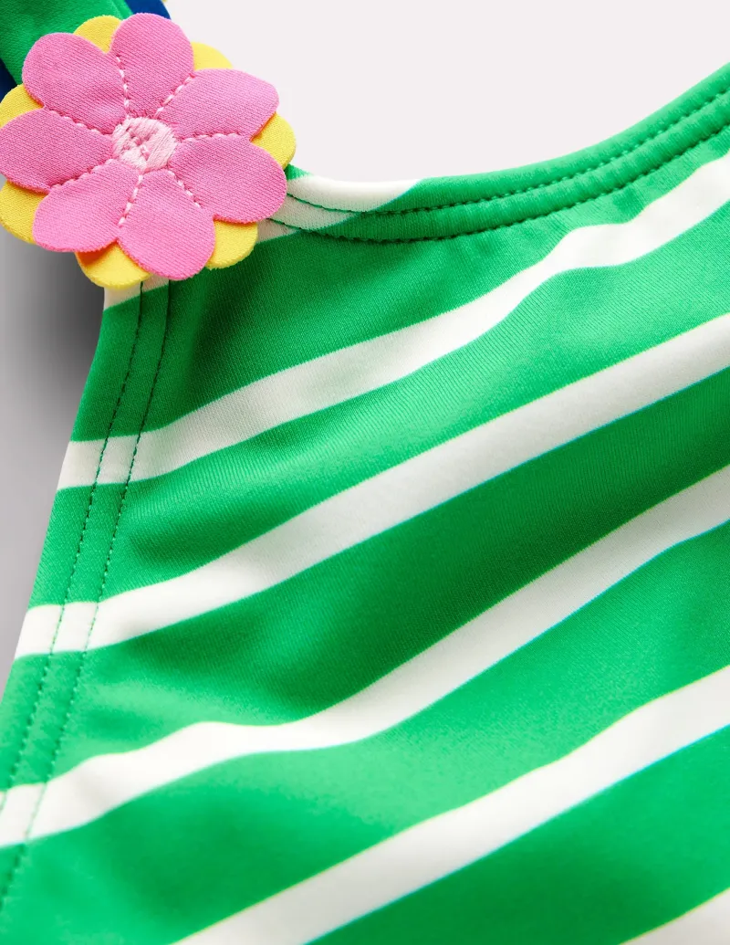 Bademode | Boden Bikini mit Trägerapplikationen-Blassgrün Streifen Herzen BlassgrünStreifenHerzen