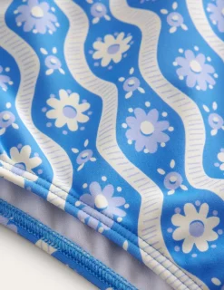 Bademode | Boden Bikinihose mit hohem Bund-Penzance-Blau, Gänseblümchen/Wellen Penzance-Blau,Gänseblümchen/Wellen