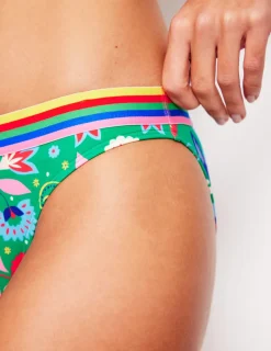 Bademode | Boden Bikinihose mit Streifen-Grün, Dekorativer Garten Grün,DekorativerGarten