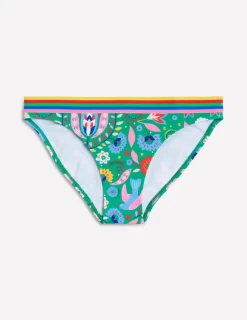 Bademode | Boden Bikinihose mit Streifen-Grün, Dekorativer Garten Grün,DekorativerGarten