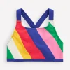 Bademode | Boden Bikinioberteil mit überkreuzter Rückseite-Bunt Regenbogen Swirl-Motiv BuntRegenbogenSwirl-Motiv