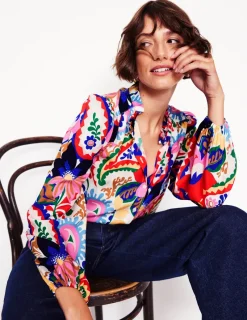 Anzüge | Hosen | Boden Bluse mit Rüschenkragen-Naturweiß, Botanik-Paisley Naturweiß,Botanik-Paisley