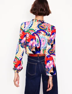 Anzüge | Hosen | Boden Bluse mit Rüschenkragen-Naturweiß, Botanik-Paisley Naturweiß,Botanik-Paisley