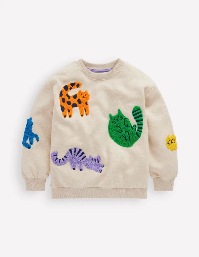 Hoodies & Kapuzenpullis | Oberteile & T-shirts | Boden Bouclé-Sweatshirt mit Grafik-Hafer Meliert Katzen HaferMeliertKatzen