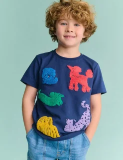 Oberteile & T-shirts | Boden Bouclé-T-Shirt-Segelblau, Hunde Segelblau,Hunde