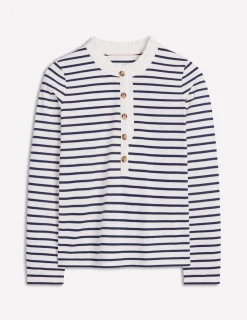 T-shirts & Tops | Oberteile | Boden Breton-Oberteil mit Rüschenausschnitt-Naturweiß, Marineblau Naturweiß,Marineblau