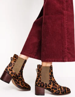 Stiefel | Absatzschuhe | Boden Chelsea-Stiefel mit Blockabsatz-Mohair, Leopardenmuster Mohair,Leopardenmuster