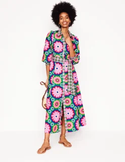 Kleider & Jumpsuits | Kleider In Petite | Boden Clara Hemdblusenkleid aus Baumwolle-Bunt, Geblümte Kachel Bunt,GeblümteKachel