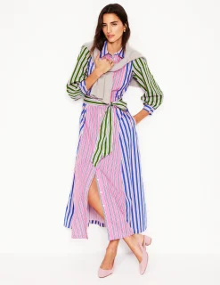 Kleider & Jumpsuits | Kleider In Petite | Boden Clara Hemdblusenkleid aus Baumwolle-Rosarot, Rot Streifen Rosarot,RotStreifen