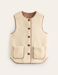 Blazer | Mäntel & Jacken | Boden Clerkenwell Teddyfellweste mit Knöpfen-Bunt, Stroh Bunt,Stroh