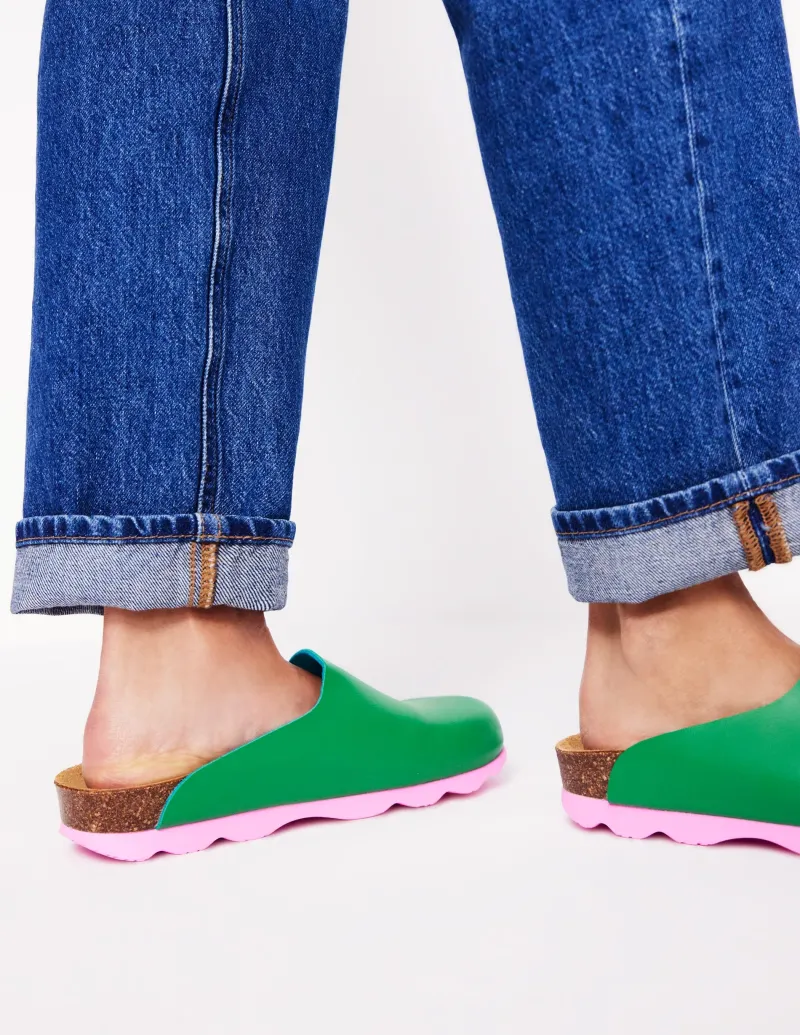 Flache Schuhe | Sandalen | Boden Clogs in Blockfarben-Grünes Tamburin GrünesTamburin