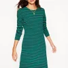Kleider & Jumpsuits | Kleider In Petite | Boden Cornelia Ottoman-Kleid-Sattes Smaragd, Marine-Streifen SattesSmaragd,Marine-Streifen