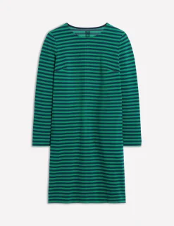 Kleider & Jumpsuits | Kleider In Petite | Boden Cornelia Ottoman-Kleid-Sattes Smaragd, Marine-Streifen SattesSmaragd,Marine-Streifen
