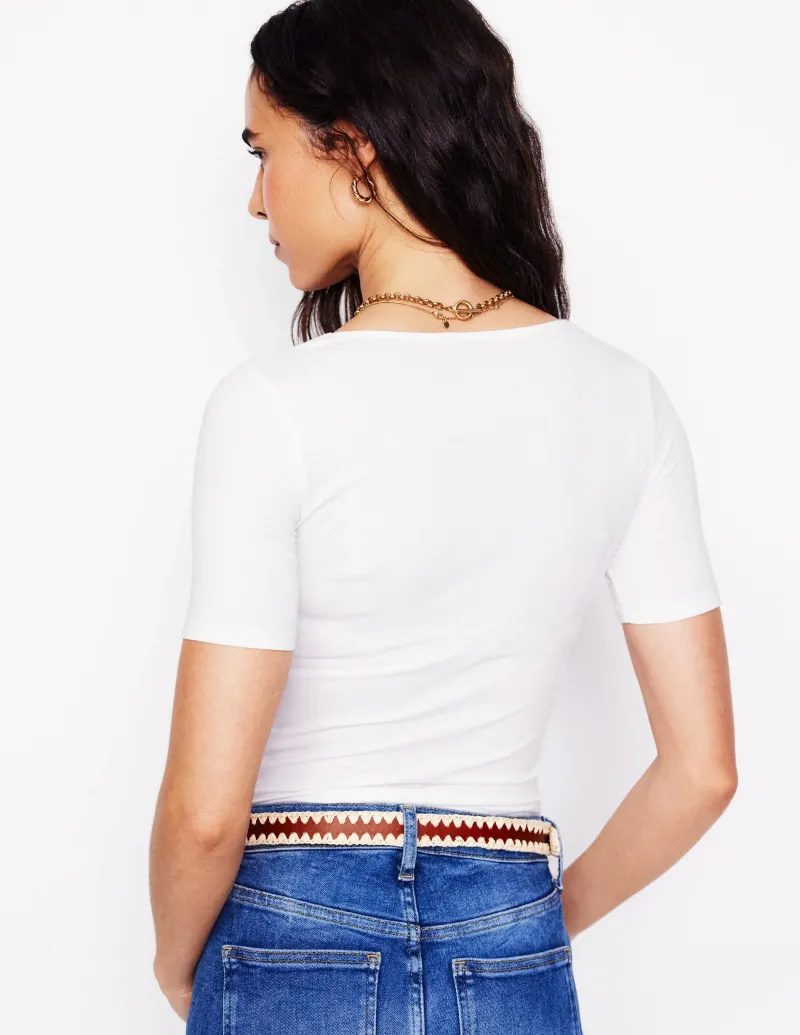 Nachtwäsche & Schlafanzüge | T-shirts & Tops | Boden Doppellagiges T-Shirt mit tiefem Rundhalsausschnitt- Weiß