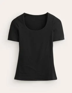 Nachtwäsche & Schlafanzüge | T-shirts & Tops | Boden Doppellagiges T-Shirt mit tiefem Rundhalsausschnitt- Schwarz