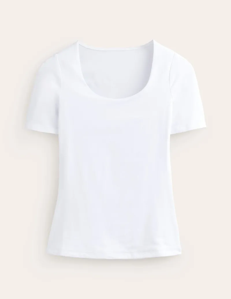 Nachtwäsche & Schlafanzüge | T-shirts & Tops | Boden Doppellagiges T-Shirt mit tiefem Rundhalsausschnitt- Weiß