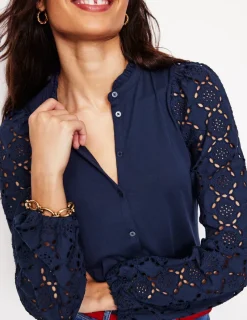 T-shirts & Tops | Oberteile | Boden Eden Bluse mit Lochstickerei-Aqua Marine Marl AquaMarineMarl