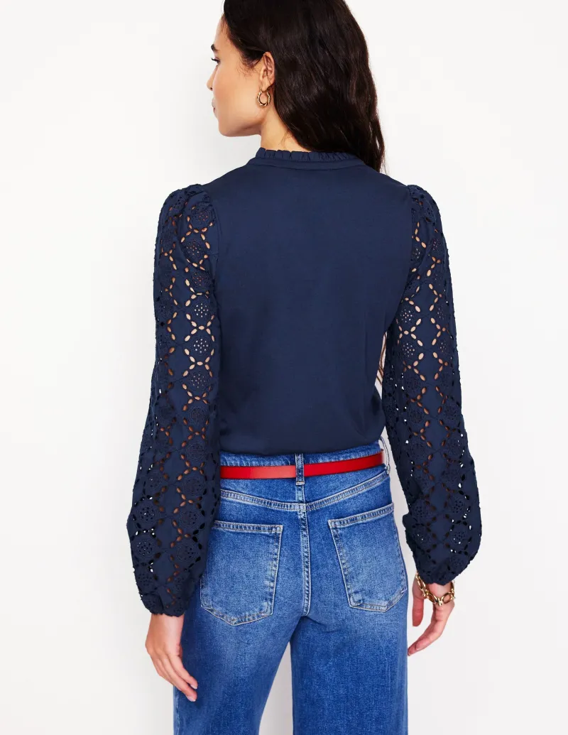 T-shirts & Tops | Oberteile | Boden Eden Bluse mit Lochstickerei-Aqua Marine Marl AquaMarineMarl