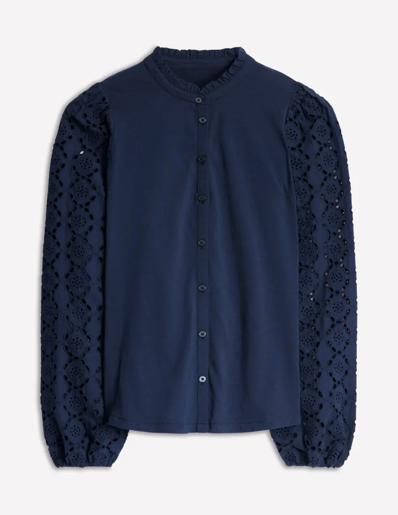 T-shirts & Tops | Oberteile | Boden Eden Bluse mit Lochstickerei-Aqua Marine Marl AquaMarineMarl