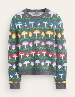 Pullover & Strickjacken | Boden Edie Fair-Isle-Pullover-Grau Pilz GrauPilz