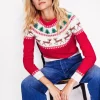 Pullover & Strickjacken | Boden Edie Fair-Isle-Pullover-Rot, Rentiere Rot,Rentiere