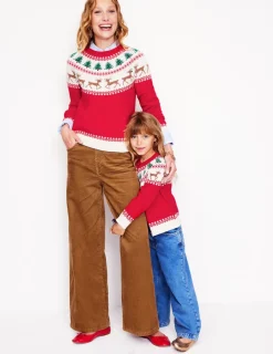 Pullover & Strickjacken | Boden Edie Fair-Isle-Pullover-Rot, Rentiere Rot,Rentiere