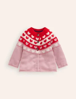 Pullover & Strickjacken | Boden Edie Fair-Isle-Strickjacke-Mandelrosa Herzen MandelrosaHerzen