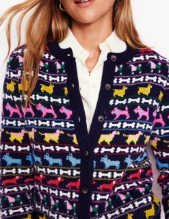 Pullover & Strickjacken | Boden Edie Fair-Isle-Strickjacke-Marineblau, Hunde Marineblau,Hunde