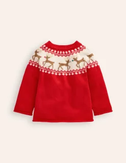 Pullover & Strickjacken | Boden Edie Fair-Isle-Strickjacke-Mohnrot Rentier MohnrotRentier
