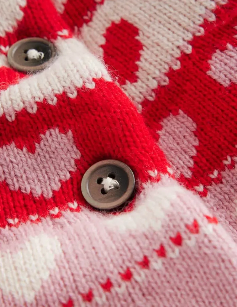 Pullover & Strickjacken | Boden Edie Fair-Isle-Strickjacke-Mandelrosa Herzen MandelrosaHerzen