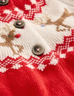 Pullover & Strickjacken | Boden Edie Fair-Isle-Strickjacke-Mohnrot Rentier MohnrotRentier