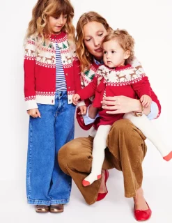 Pullover & Strickjacken | Boden Edie Fair-Isle-Strickjacke-Mohnrot Rentier MohnrotRentier