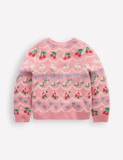 Pullover & Strickjacken | Boden Edie Fair-Isle-Strickjacke-Vintage-Rosa, Herzen Vintage-Rosa,Herzen
