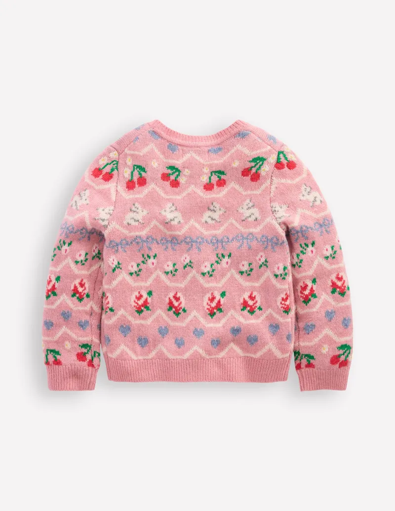 Pullover & Strickjacken | Boden Edie Fair-Isle-Strickjacke-Vintage-Rosa, Herzen Vintage-Rosa,Herzen