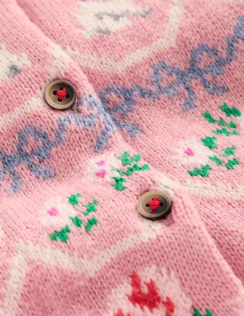 Pullover & Strickjacken | Boden Edie Fair-Isle-Strickjacke-Vintage-Rosa, Herzen Vintage-Rosa,Herzen