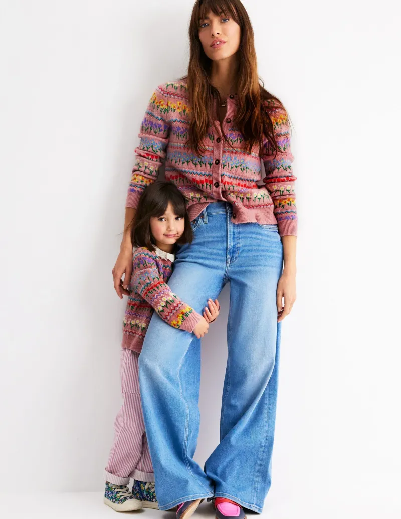 Pullover & Strickjacken | Boden Edie Fair-Isle-Strickjacke-Vintage-Mauve, Blumen Vintage-Mauve,Blumen