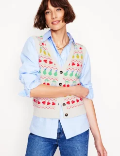 Pullover & Strickjacken | Boden Edie Fair-Isle-Weste-Beige Meliert, Obst BeigeMeliert,Obst