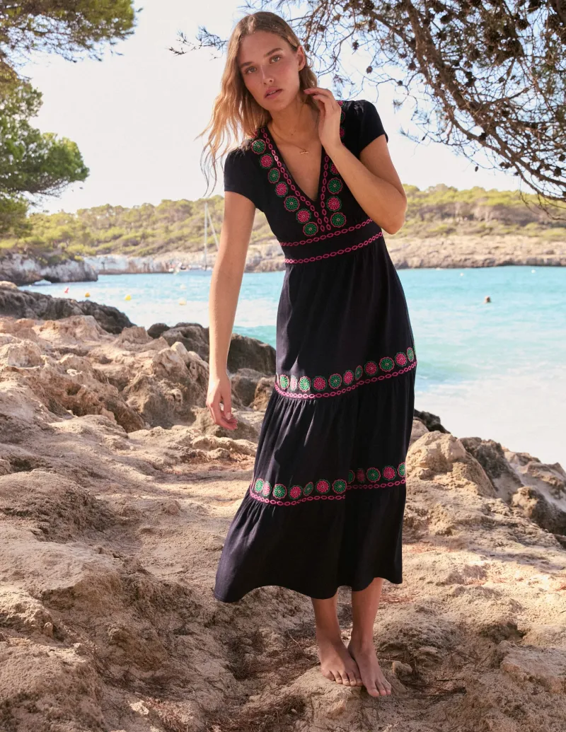 Kleider & Jumpsuits | Midi | Boden Elara Besticktes Jerseykleid- Marineblaue
