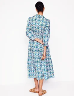 Midi | Kleider & Jumpsuits | Boden Elena Gestuftes Midikleid aus Baumwolle-Bunt, Geblümte Kachel Bunt,GeblümteKachel