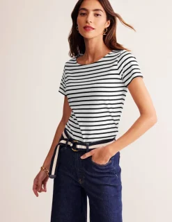 Nachtwäsche & Schlafanzüge | T-shirts & Tops | Boden Ella Bretonshirt mit kurzen Ärmeln-Naturweiß, Schwarz Naturweiß,Schwarz