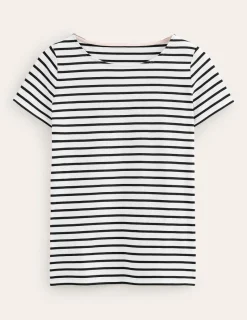 Nachtwäsche & Schlafanzüge | T-shirts & Tops | Boden Ella Bretonshirt mit kurzen Ärmeln-Naturweiß, Schwarz Naturweiß,Schwarz