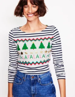 Oberteile | T-shirts & Tops | Boden Ella Breton-Shirt mit langen Ärmeln-Naturweiß, Marineblau, Falalala Naturweiß,Marineblau,Falalala
